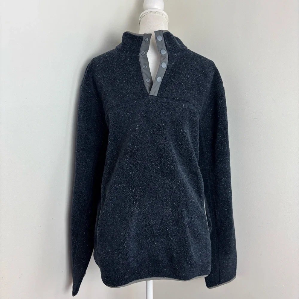J Crew Nordic Mockneck Pullover Sherpa Fleece Navy Blue Pullover Size Large NWT